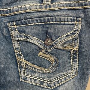 Silver women’s size 34 x 33 Suki Mid Boot contrast stitching denim